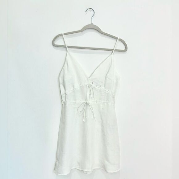Reformation Clover Dress 100% Linen White Mini Dress - Picture 4 of 7